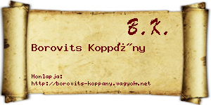 Borovits Koppány névjegykártya